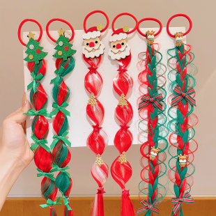 儿童假发辫子头饰圣诞节装饰穿搭礼物女童发绳女孩绑发头绳新款冬