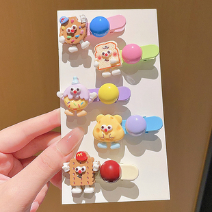 小女孩卡通曲奇饼干发夹可爱儿童刘海夹侧边夹碎发卡子不伤发头饰