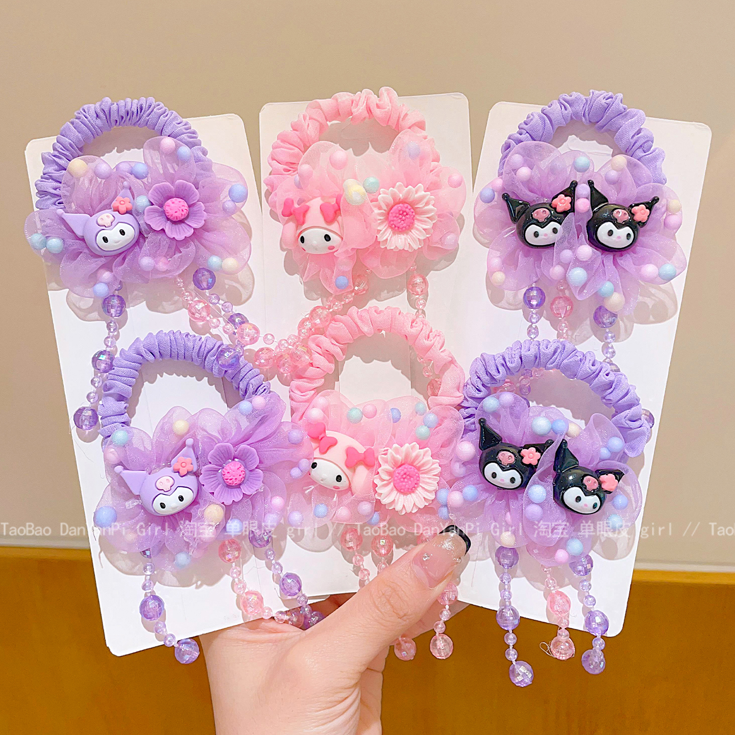 卡通库洛米扎头发皮筋女童丸子头