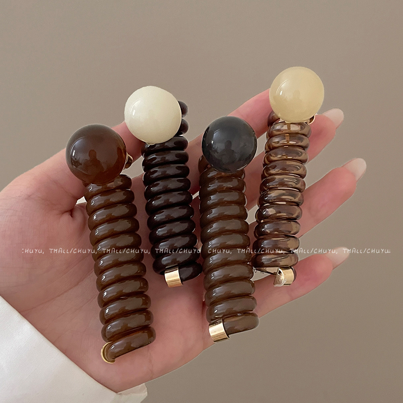 儿童电话线发圈复古简约泡泡辫