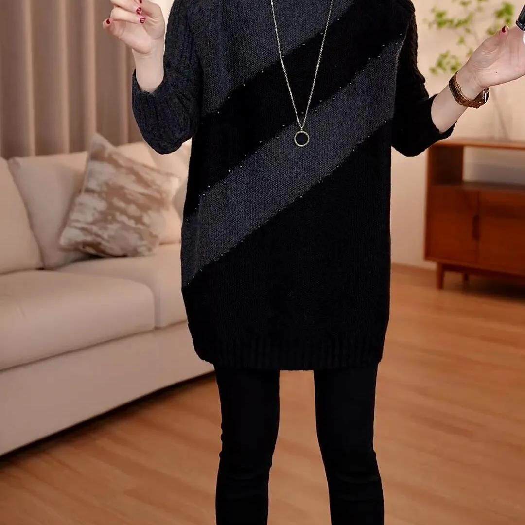 JOYIASS加厚毛衣女秋冬季新款百搭打底衫大码针织内搭中长款宽松