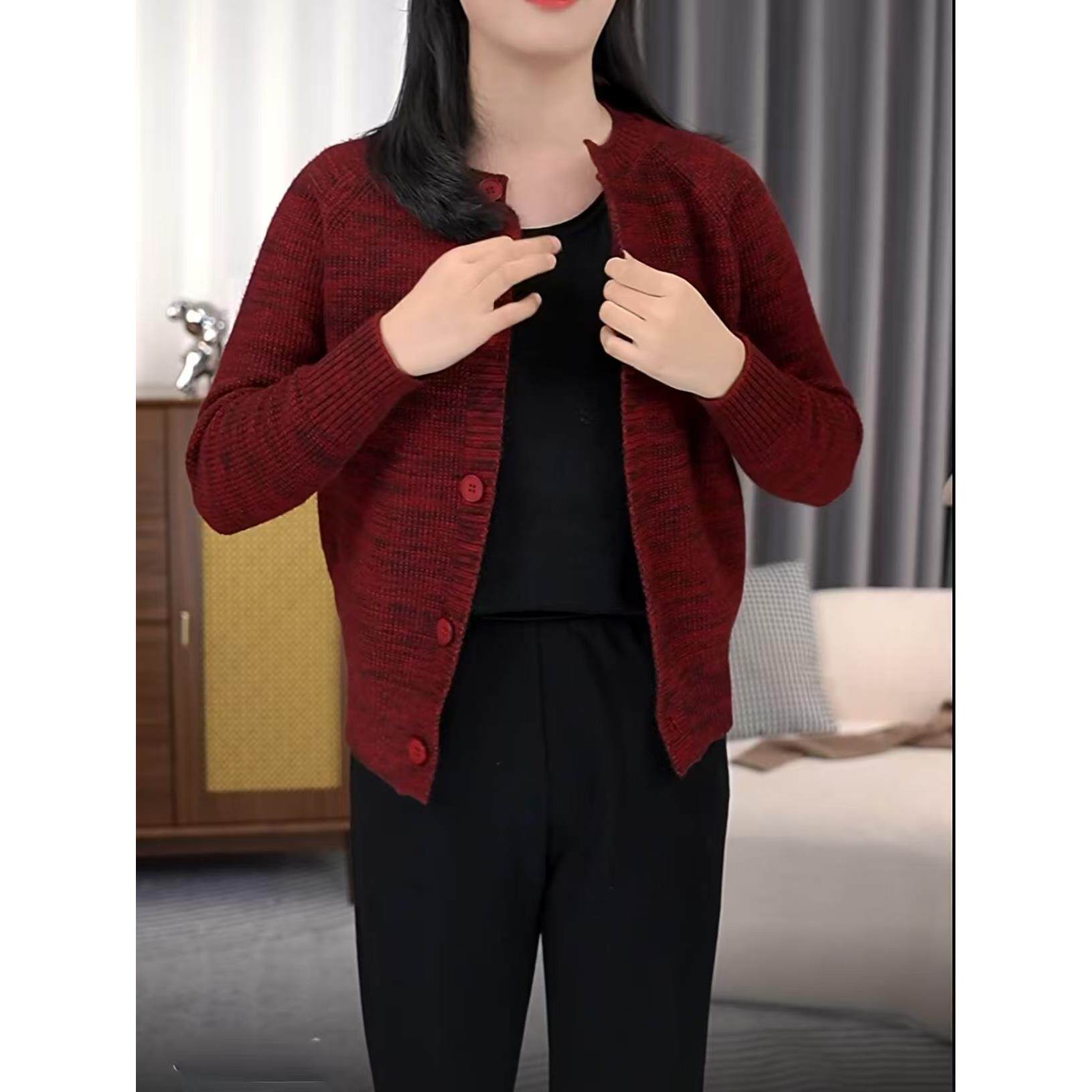 JOYIASS春秋季彩色衫女装短款开衫毛衣新款外搭圆领女士针织外套