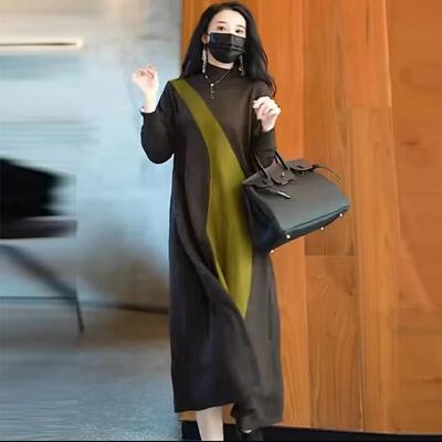 JOYIASS针织衫连衣裙女秋冬配大衣毛衣裙大码宽松长款过膝内搭打
