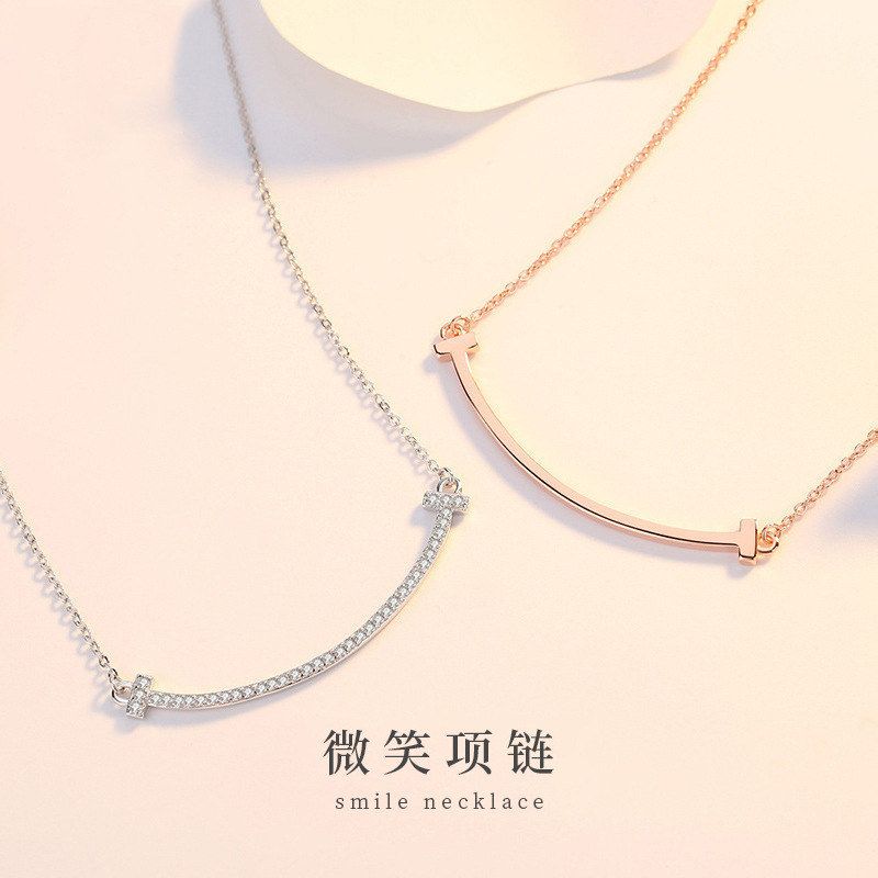 s925纯银微笑笑脸项链网红同款