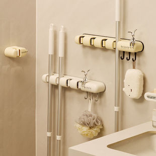 卫生间专用拖把架门后壁挂式免打孔浴室墙上置物架挂钩强力承重