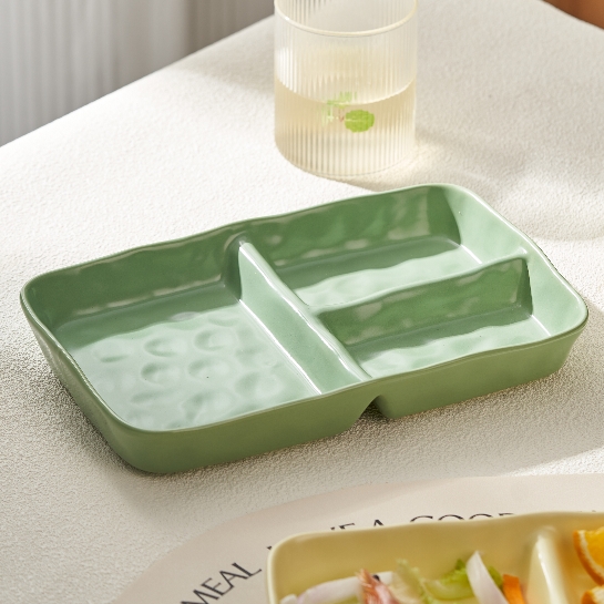 高颜值早餐分格盘一人食餐具套装儿童餐盘陶瓷家用分隔分餐盘子
