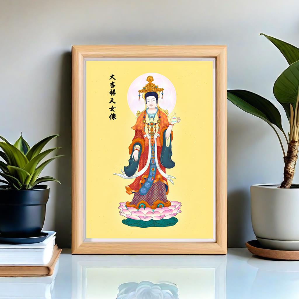 大吉祥天女佛像摆件吉祥天母像印度神像护法神功德天摆件摆台