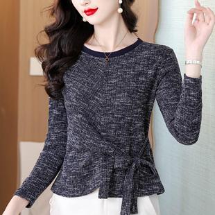 JOYIASS洋气收腰红色长袖打底衫女春秋2025新款秋装女士内搭t恤秋