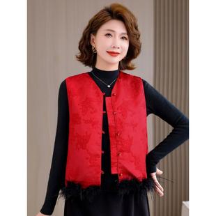 JOYIASS2025新款新中式中国风马甲大红色女款秋冬叠穿坎肩喜庆马