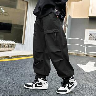 儿童装男童裤子2026新款大童春装工装裤春秋夏款男孩春季加绒长裤
