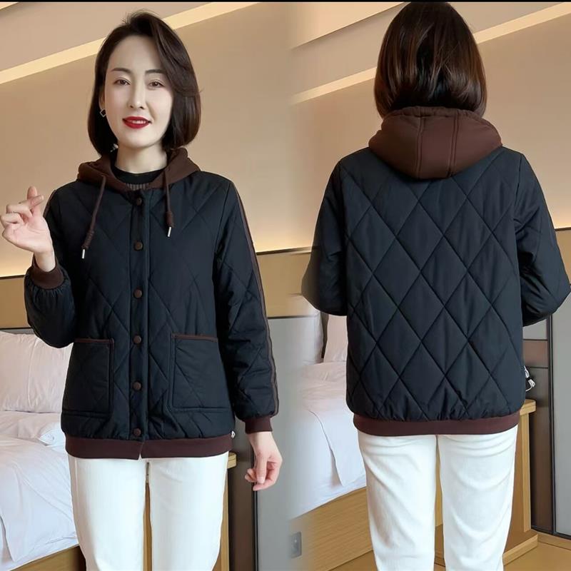 中老年女装短款连帽棉服外套2026冬季新款棉衣妈妈装加厚保暖棉袄