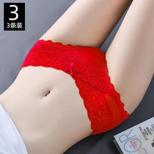 三角短裤 红色内裤 性感低腰女式 女士蕾丝女2025新款 头纯棉裆 夏薄款
