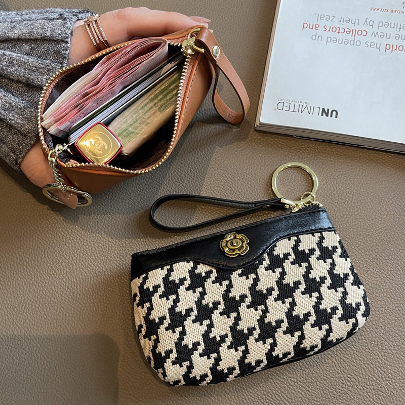 零钱包女新款2023二合一小包包小众设计感千鸟格硬币收纳包钥匙包