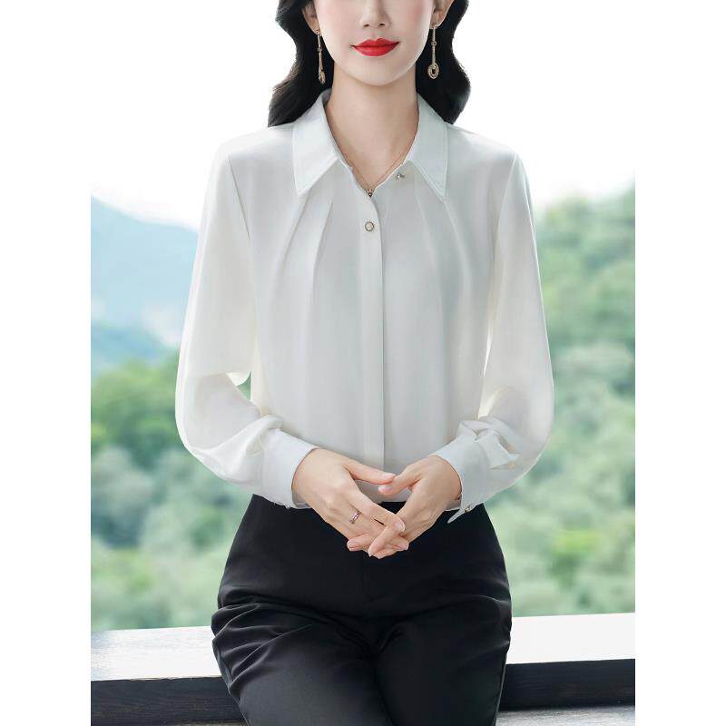 JOYIASS高端垂感雪纺衬衫女士上衣2025秋季新款气质通勤洋气减龄