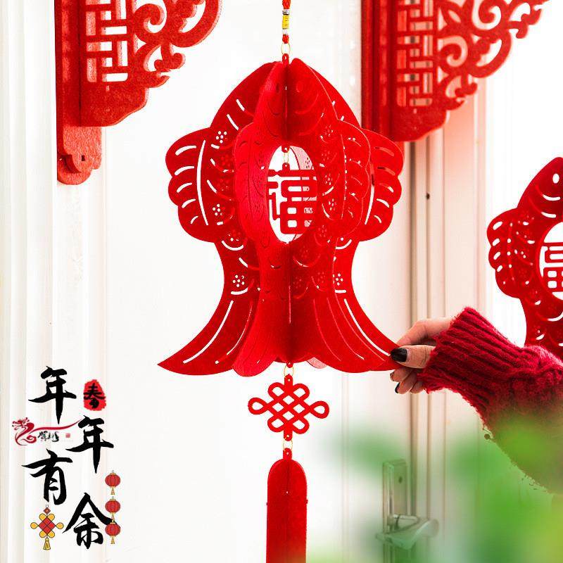 开门红装饰挂件氛围布置2026马年银行厅堂天花板植绒灯笼挂饰吊