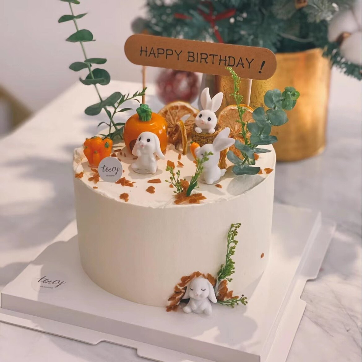 인터넷 연예인 한국 케이크 장식 토끼 장식품 미니 당근 바구니 목가적 인 스타일 생일 귀여운 토끼 플러그인