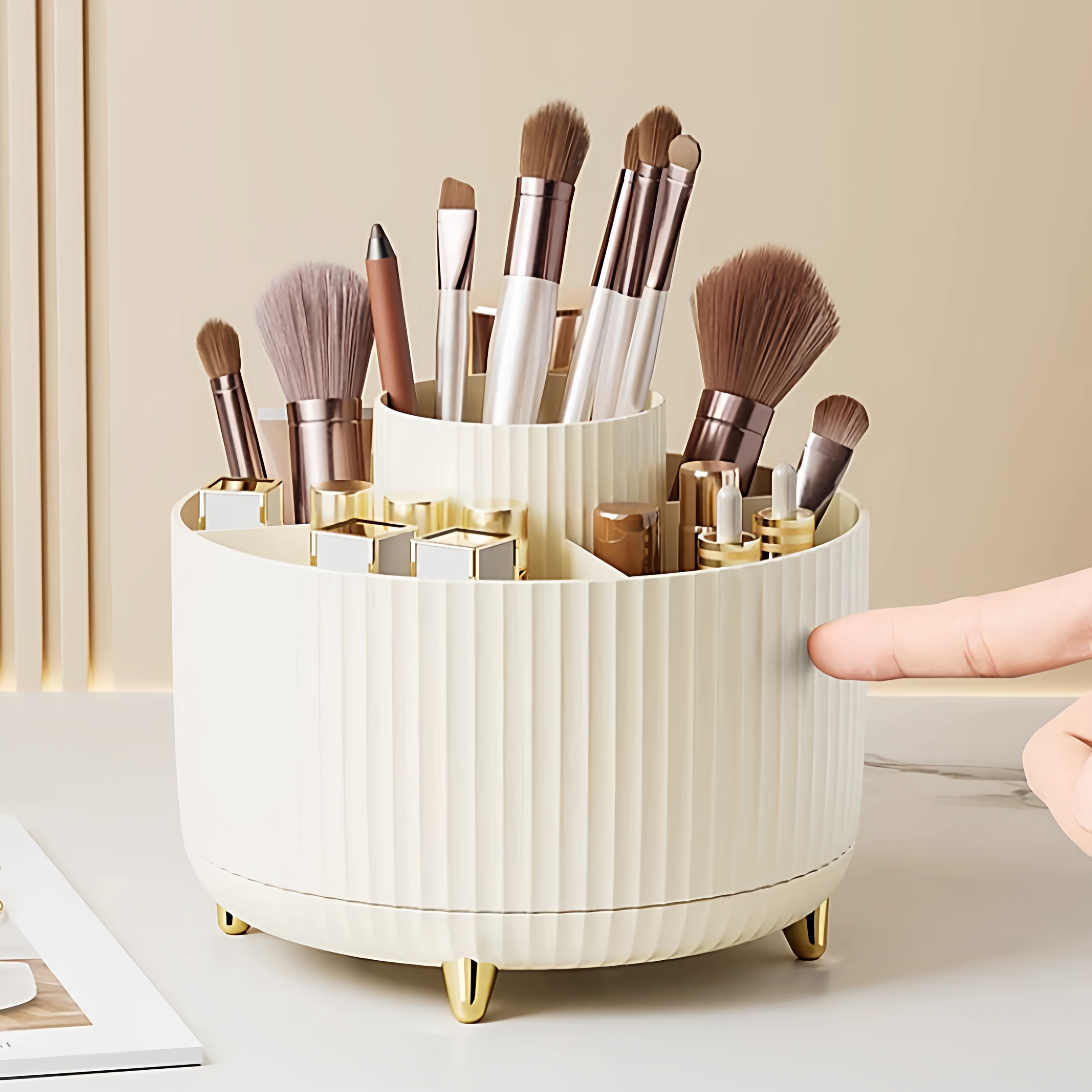桌面旋转化妆刷收纳筒眉笔筒