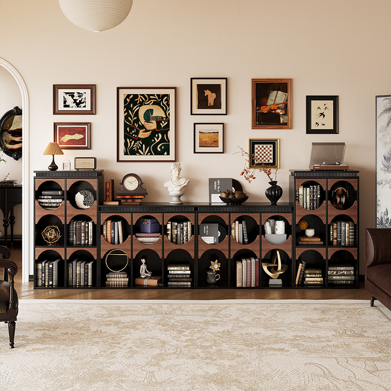 复古拱形组合书柜客厅书房收纳储物柜装饰柜落地书架组合柜中古风,住宅家具,组合书柜,淘宝优惠券,粉丝福利购,淘宝优惠卷