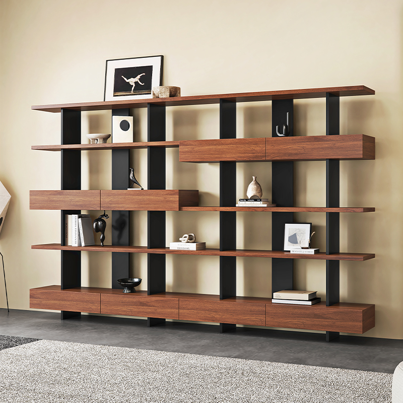 新中式满墙书柜客厅组合书架定制