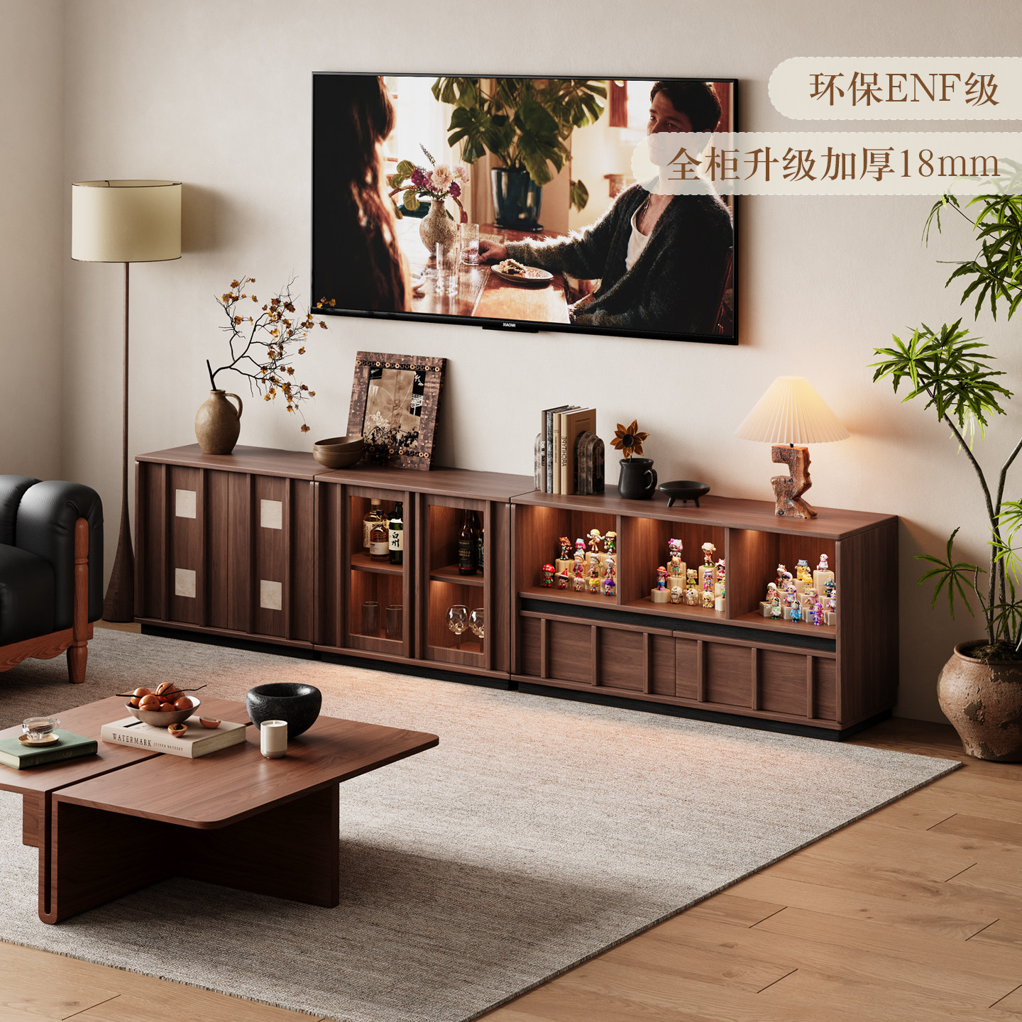 电视柜客厅2025新款轻奢高级感家用骨骼线收纳储物柜靠墙一体定制