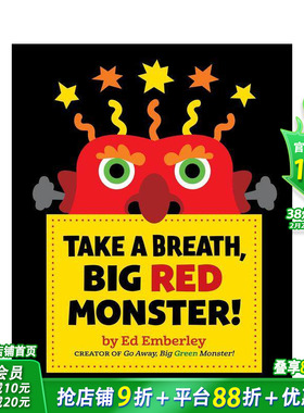 【现货】深呼吸大红怪 Take a Breath  Big Red Monster! 走开大绿怪作者Ed Emberley 情绪管理趣味洞洞游戏书 原版英文儿童