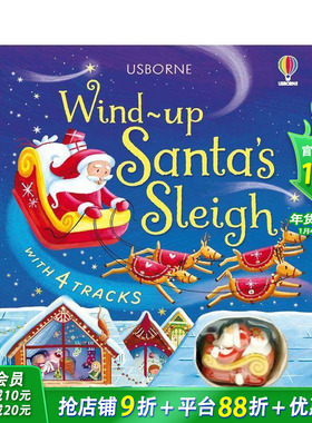 【预售】【轨道玩具书】发条圣诞老人雪橇 含小车玩具Wind-Up Santa's Sleigh 英文儿童趣味互动绘本 英语早教进口书正版进口书