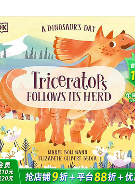 【预售】恐龙的一天：三角龙 A Dinosaur's Day: Triceras Follows Its Herd 英文儿童插画科普故事绘本 进口童书