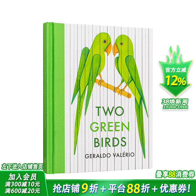 【预售】英文原版 两只绿色小鸟 Two Green Birds  儿童英语艺术插画绘本 精装 进口图书 善优童书
