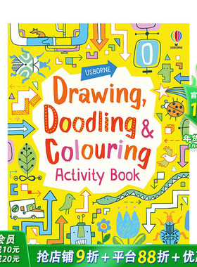 【现货】英文原版 绘画、涂鸦和涂色活动手册 Drawing, Doodling and Colouring Activity Book 儿童趣味书 亲子英语早教