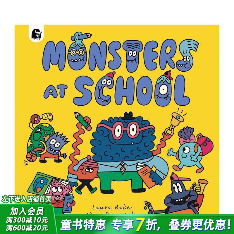 【预售】【混乱的怪物城】怪兽学校 Monsters at School 英文儿童插画故事绘本 进口童书