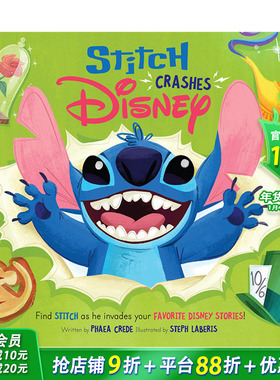 【现货】英文原版 史迪奇撞上迪斯尼Stitch Crashes Disney Hc 儿童英语艺术插画绘本精装 3岁+ 进口图书 善优童书