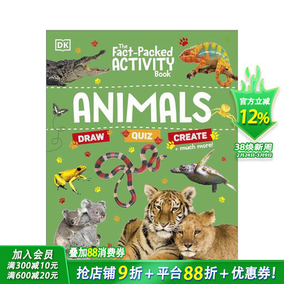 【预售】充满事实的活动书：动物 The Fact-Packed Activity Book:Animals 英文儿童趣味互动进口童书