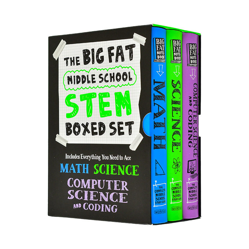 【现货】美国中学生学霸笔记STEM三件套:数学/科学/计算机编程 The Big Fat Middle School 英文STEM科普百科 拓展阅读进口书