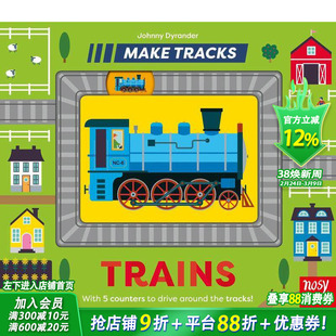 【预售】【滑轨机关书】火车 【Make Tracks】Trains 英文儿童趣味互动绘本 英语早教进口书