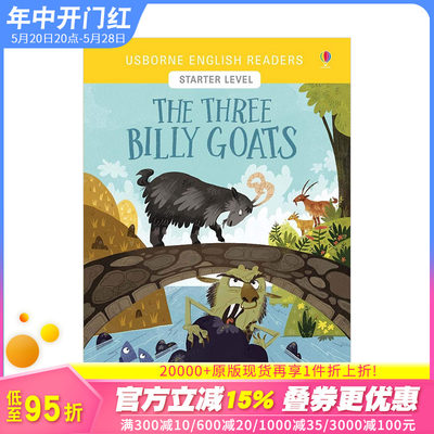 【预售】Usborne英语小读者Starter Level The Three Billy Goats三只公山羊 儿童故事阅读分阶练习双发音读本 有声扫码音频