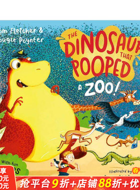 【现货】恐龙拉出个动物园！ The Dinosaur that Pooped a Zoo! 英文儿童插画故事绘本 进口童书 幽默趣味故事 儿童社交恐惧
