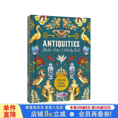 【预售】复古贴纸涂色活动书：含 500+张精美贴纸 Antiquities Sticker 原版英文贴纸书 正版进口图书