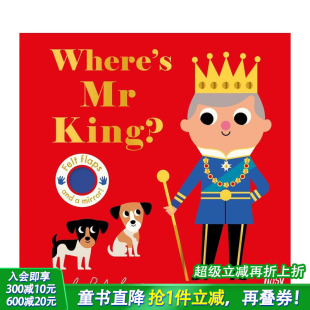 预售 Flaps 0岁 国王先生在哪里？ 英文儿童趣味互动 毛毡翻翻书 英语早教进口童书 Felt King? Where