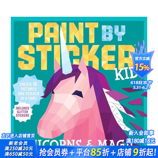【现货】儿童贴纸绘画：独角兽与魔法 Paint by Sticker Kids: Unicorns & Magic 原版英文贴纸书 正版进口书