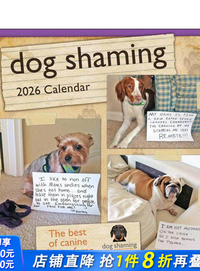 【预售】【日历】“罪犯”小狗曝光 2026年彩色挂历 Dog Shaming 2026 Wall Calendar 艺术创意文创周边 正版进口