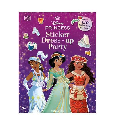 【预售】迪士尼公主贴纸换装游戏 Disney Princess Sticker Dress-Up Party 英文儿童趣味互动绘本 英语早教书