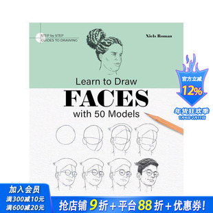 【预售】【分步学绘画指南】肖像绘画50例 【Step by Step Guides】Learn To Draw Faces With 50 Models 英文艺术画册正版进口书
