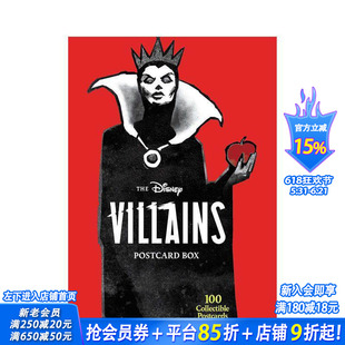 【预售】【明信片】迪士尼恶棍明信片盒:100张可收藏的明信片 The Disney Villains Postcard Box 明信片进口书
