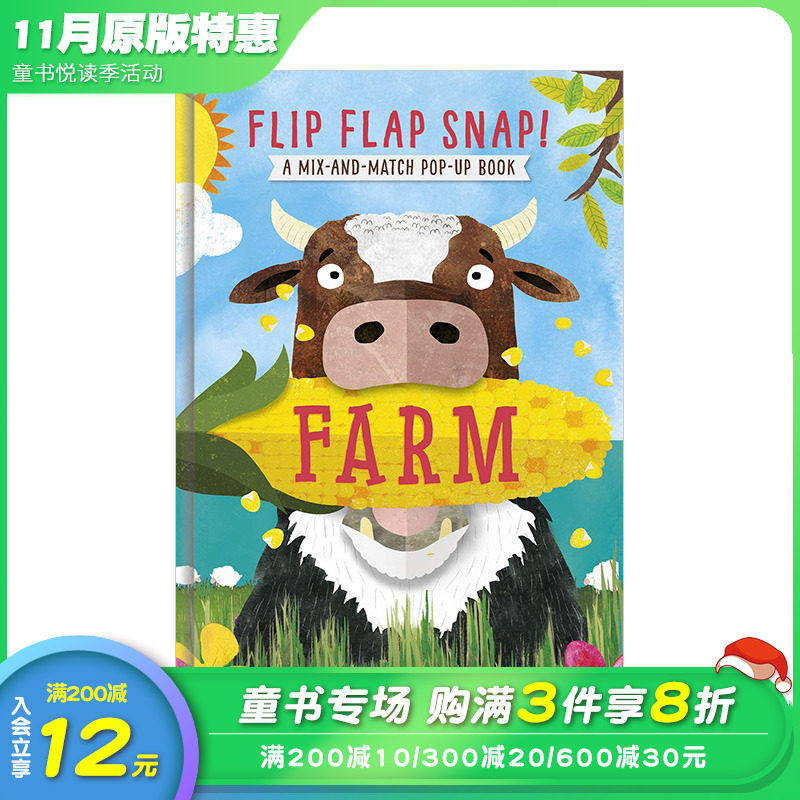 farm 3岁以上儿童早教知识启蒙趣味翻翻纸板绘本书 英文原版 动物嘴巴