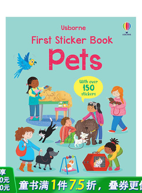 【预售】一本宠物贴纸书 First Sticker Book Pets 原版英文儿童趣味互动 0岁+亲子英语早教绘本
