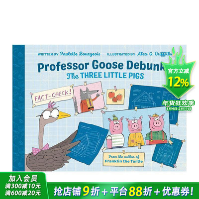 【预售】古斯教授揭穿三只小猪的真相 Professor Goose Debunks The Three Little Pigs 英文儿童插画故事绘本 进口童书