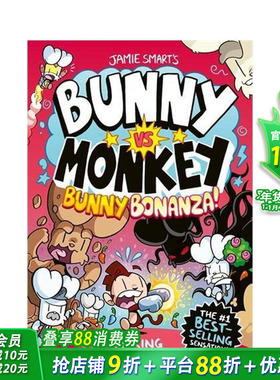 【预售】兔子大战猴子：兔子狂欢 Bunny vs Monkey: Bunny Bonanza 英文儿童漫画故事 英语拓展阅读进口童书