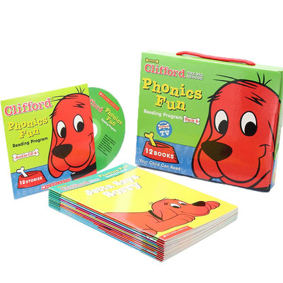 【现货】【大红狗克利弗德】自然拼读套装4 带CD光碟盘 CLIFFORDS PHONICS FUN BOX SET 4 (w/ CD)英文儿童发声书
