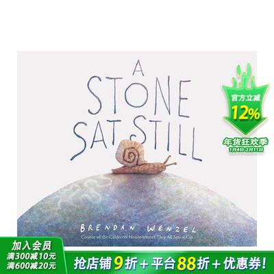【预售】【凯迪克获奖插画师Brendan Wenzel】一动不动的石头 A Stone Sat Still 英文儿童插画故事绘本 进口童书