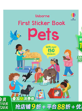 【预售】一本宠物贴纸书 First Sticker Book Pets 原版英文儿童趣味互动 0岁+亲子英语早教绘本